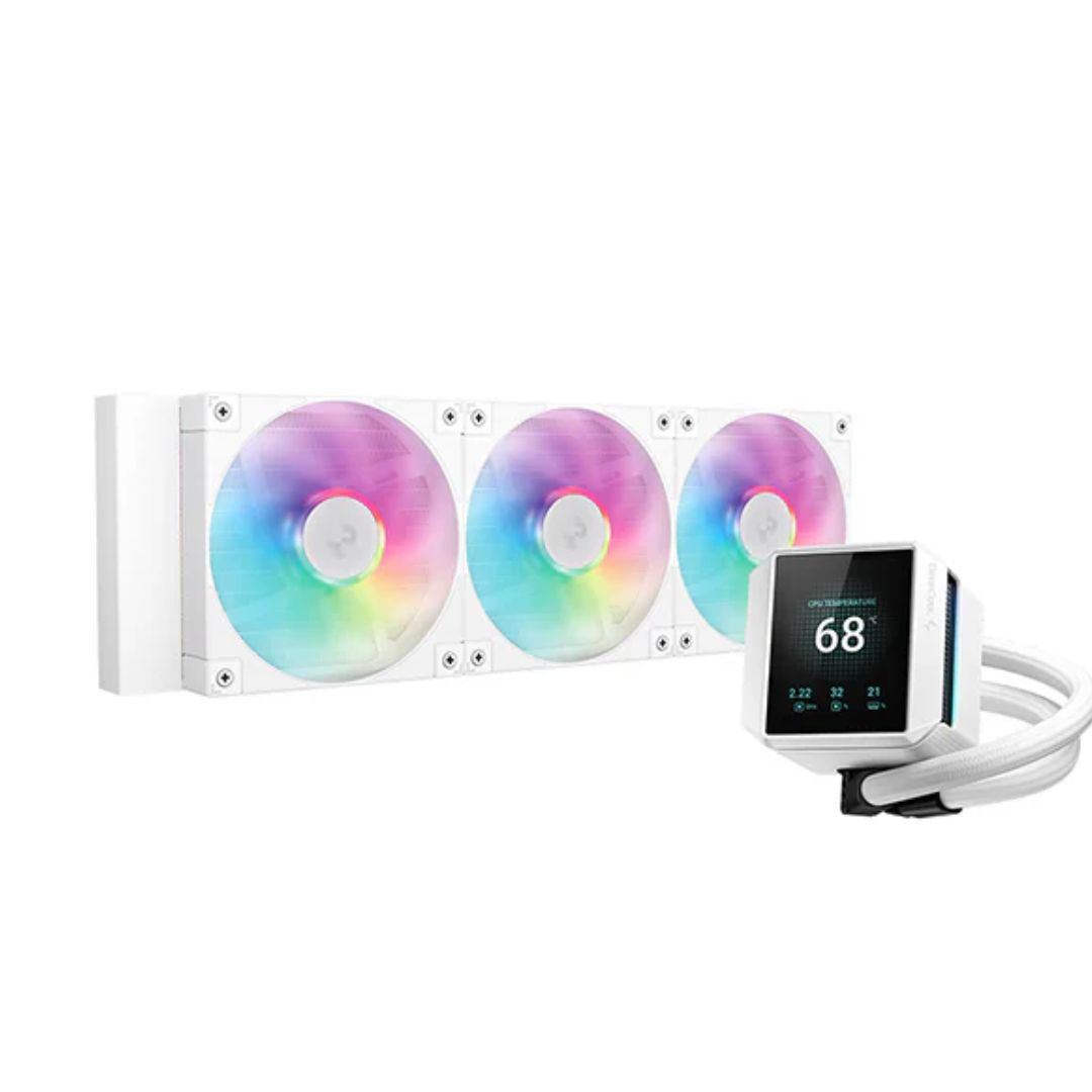 DeepCool MYSTIQUE 360 WH ARGB High-Performance Liquid Coolers, 5th Gen Pump 360mm Radiator,  2.8' 640x480 TFT Screen DeepCool MYSTIQUE 360 WH ARGB High-Performance Liquid Coolers, 5th Gen Pump 360mm Radiator,  2.8' 640x480 TFT Screen
